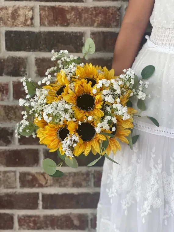 Bouquet Lumière d'Été — Tournesols et gypsophile